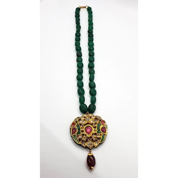 22k Gold Kundan Polki Pendant - Picture 2 of 7